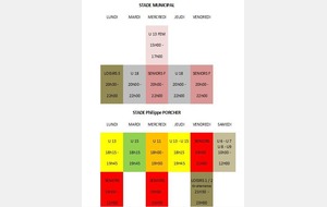 Planning des entrainements pour la saison 2015/16