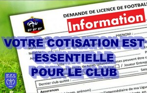 ATTENTION : ne pas confondre la licence et la cotisation