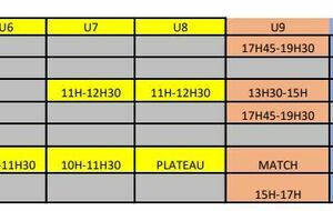 U6 à U12 : Nouveaux horaires entraînements 