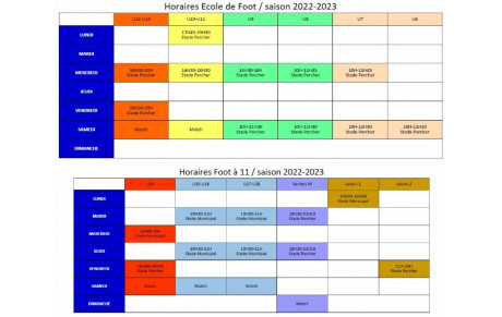 PLANNING ENTRAINEMENTS 2022-2023