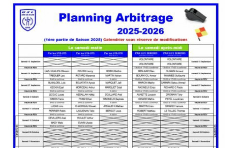 PLANNING ARBITRAGE PAR LES JOUEURS