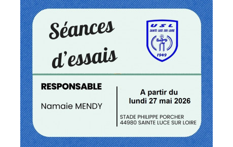 SEANCES D'ESSAIS AVANT INSCRIPTION - SAISON 2026-2027